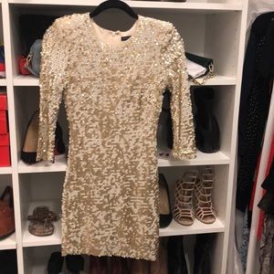 Gold and white sequence dress